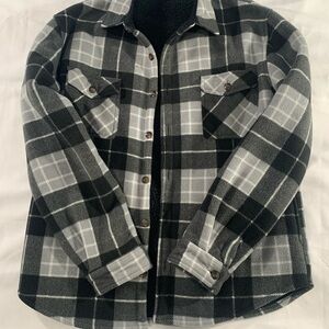 Black and White Plaid Button-Up Shirt
